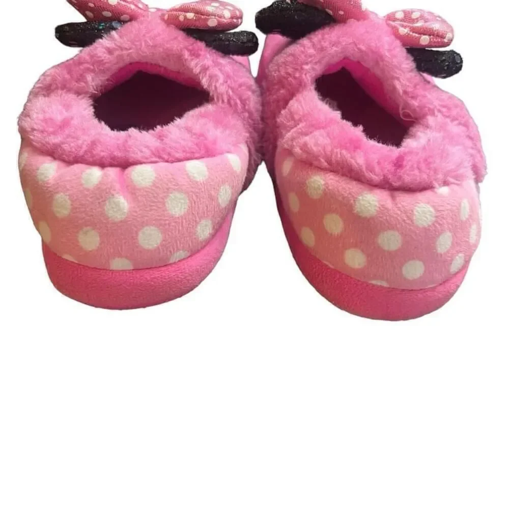 Girls Disney Minnie Mouse Pink Bowknot Slippers Size 9/10